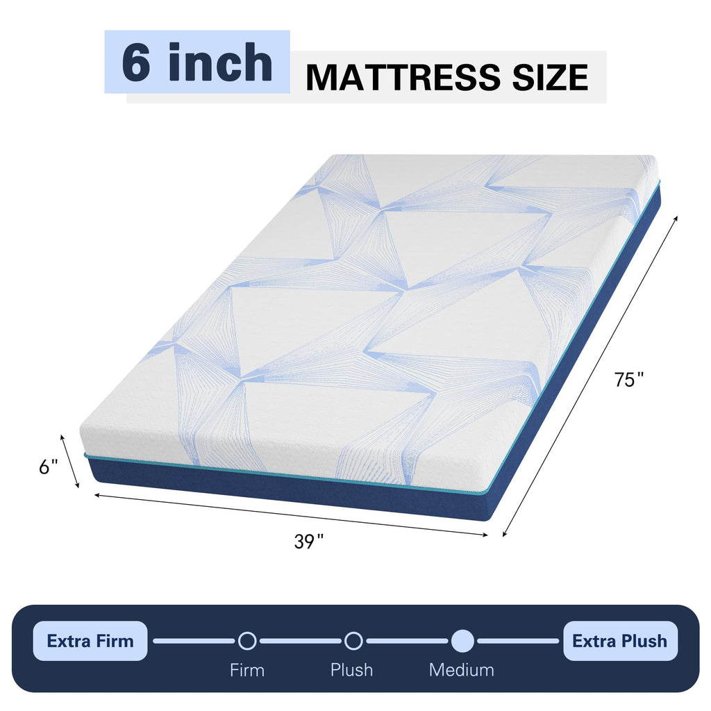 6 Inch Gel Memory Foam Twin Size Mattress Y2713