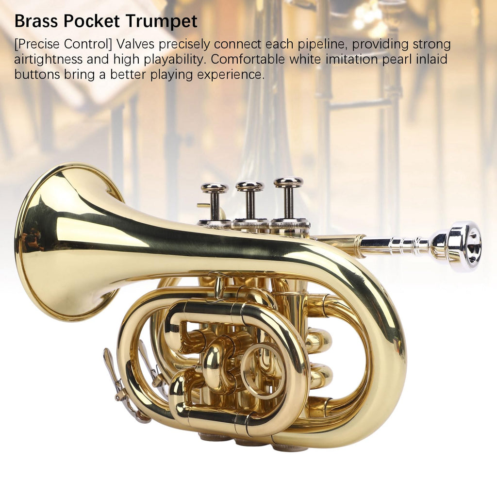Bb Pocket Trumpet, Ni Plated Brass with 7C Mouthpiece U43846