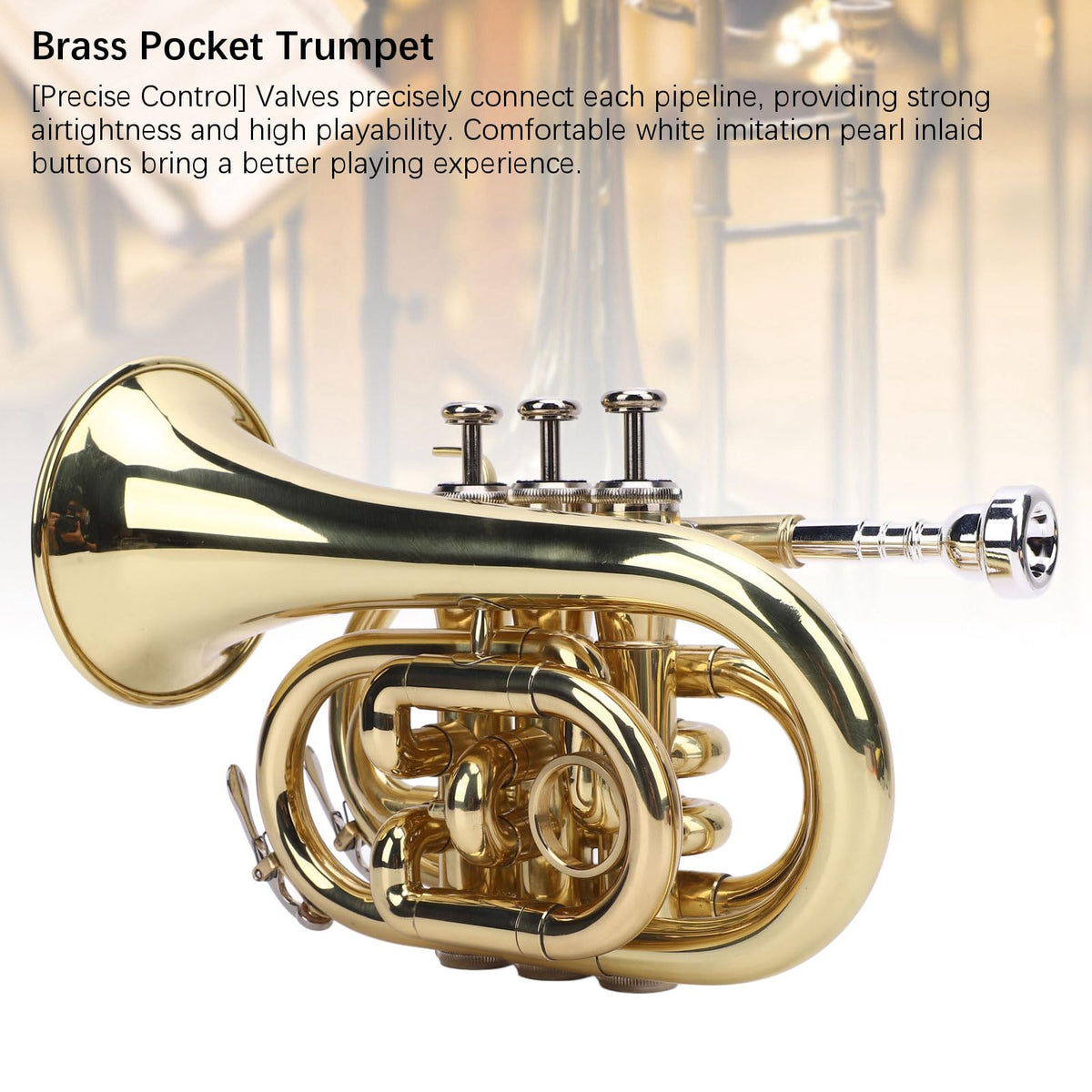 Bb Pocket Trumpet, Ni Plated Brass with 7C Mouthpiece U43846