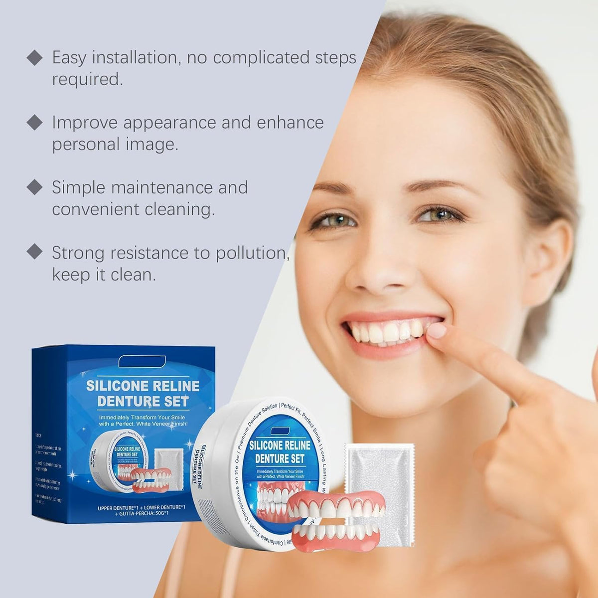 Silicone Reline Denture Set Upper and Lower L993