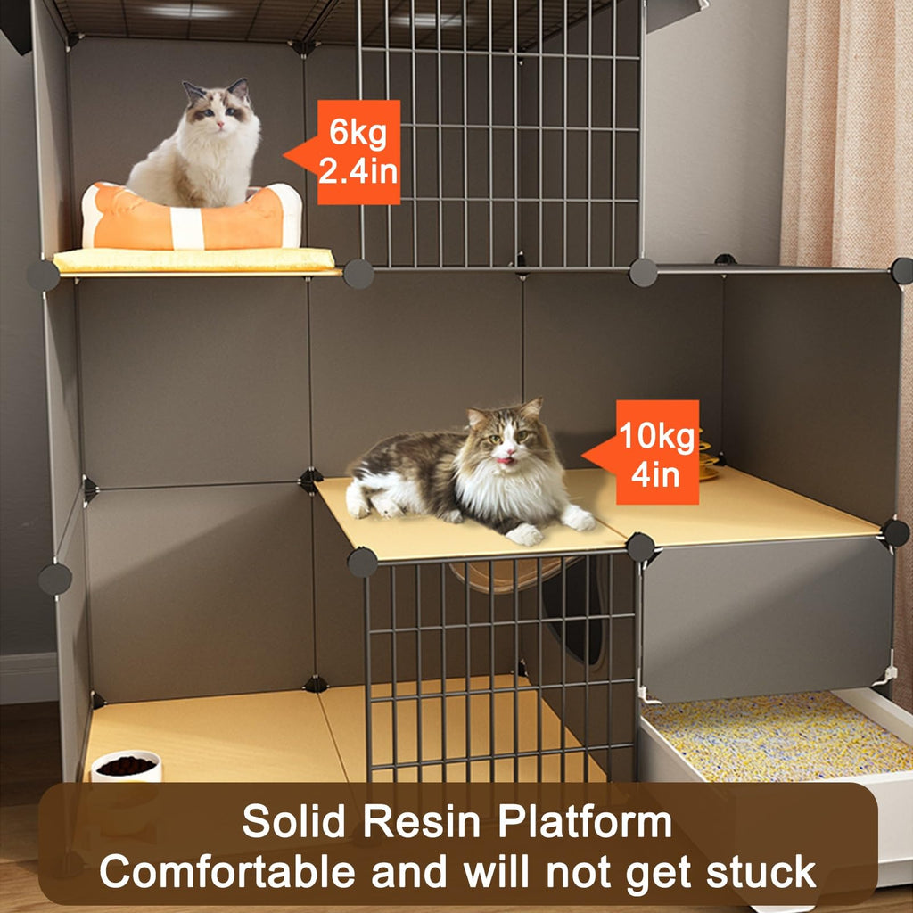 Large 3-Tier Detachable Metal Wire Cat Kennel with Litter Box and Hammock Z2094
