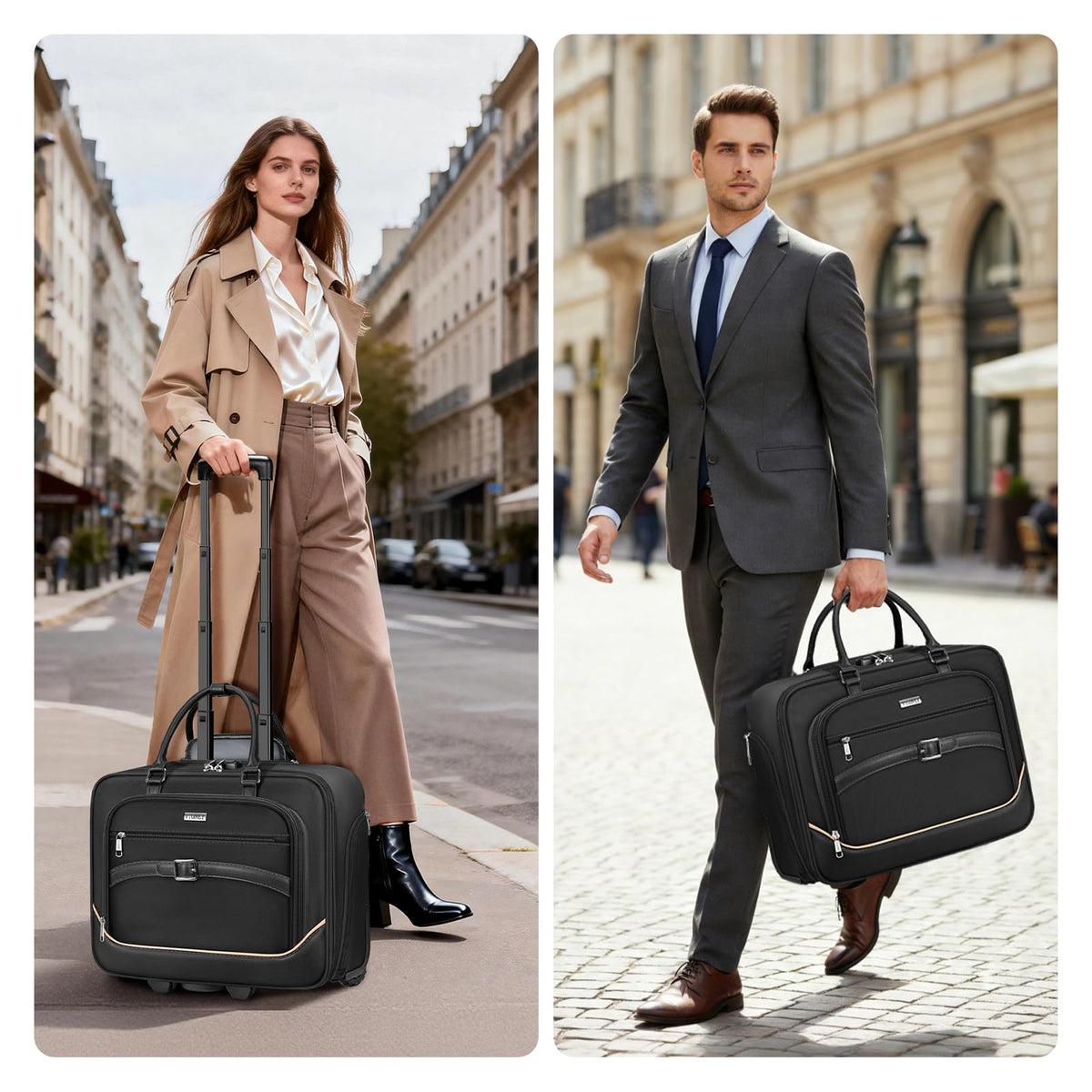 Black 17.3 In Rolling Laptop Bag with Wheels Y8948