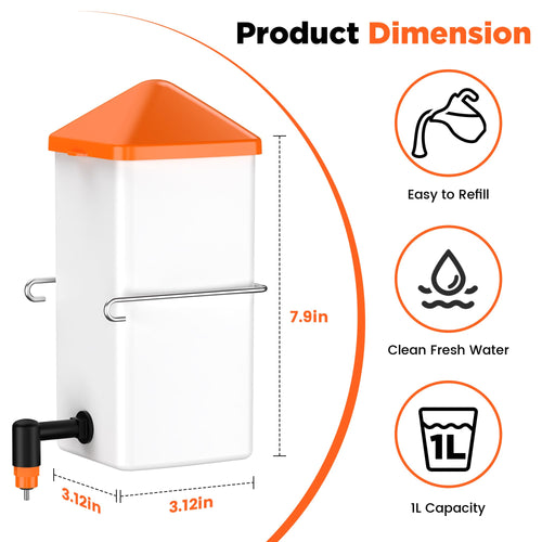 1L Baby Chick Waterer with Nipple Drinker and Anti-Roost Cone R9644
