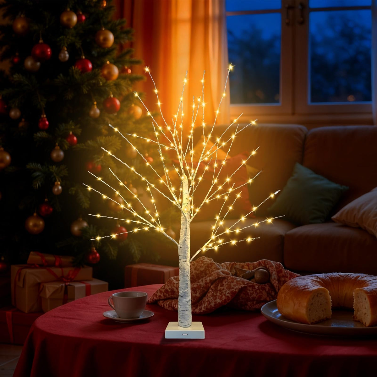 24 Inch LED Birch Tree 2 Pack V1710