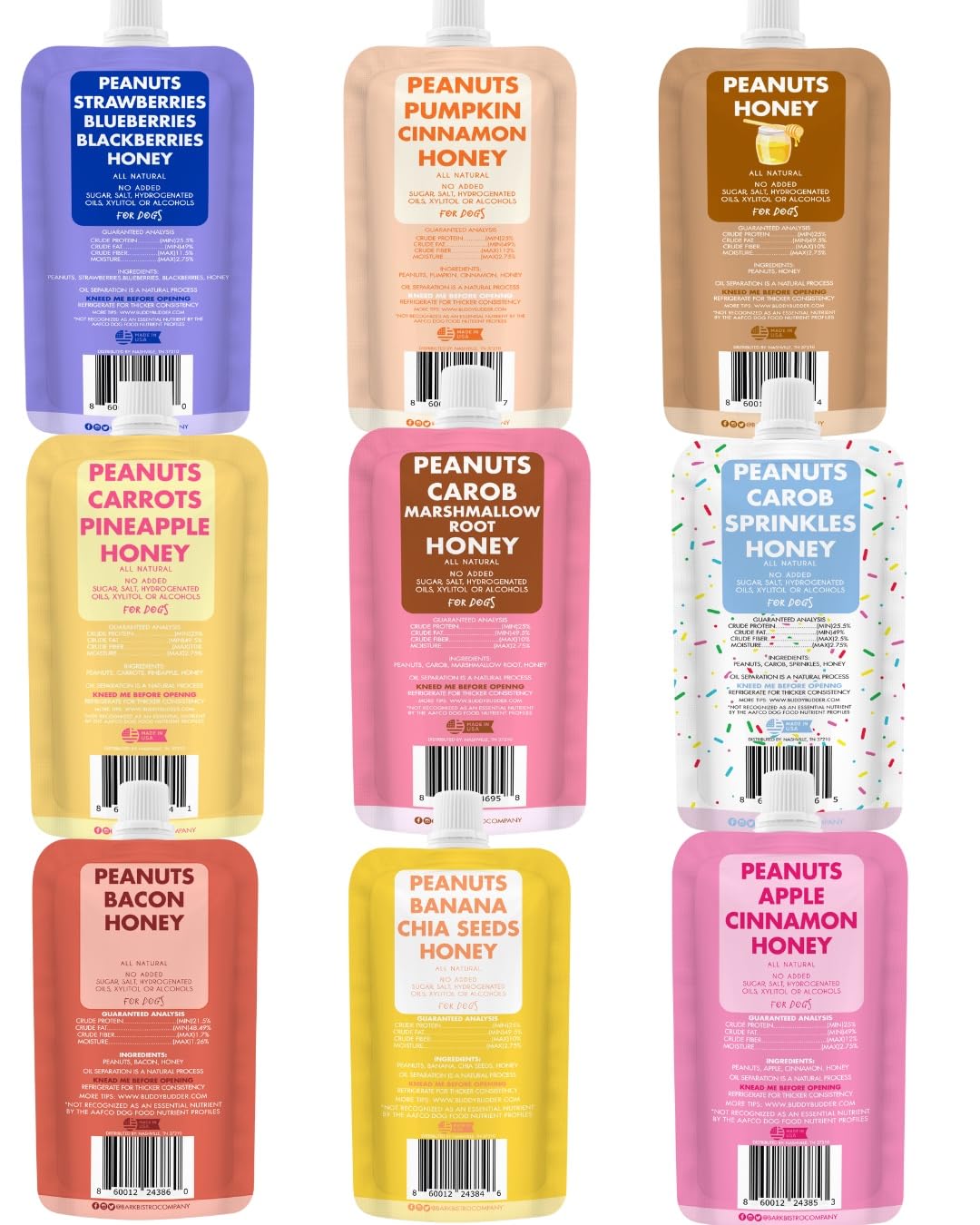 Dog Peanut Butter 9 Pack 4oz Pouches X44281
