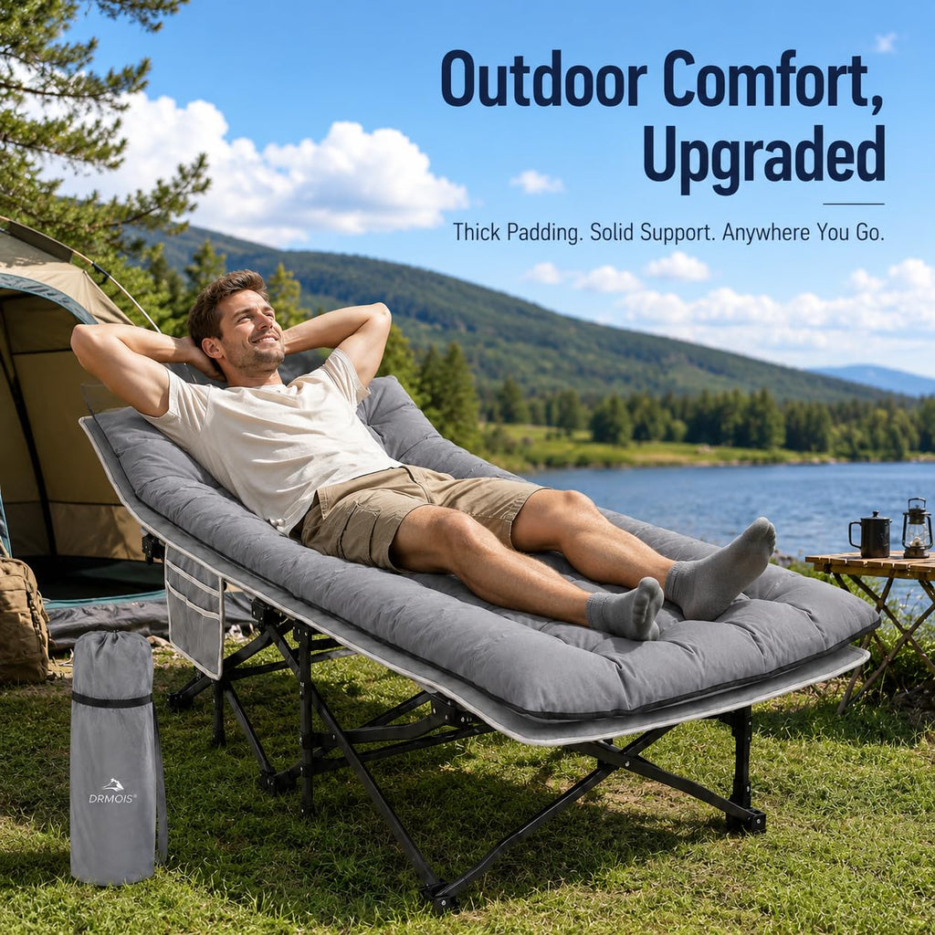 Oversized Portable Foldable Camping Cot with Sleeping Pad W7064