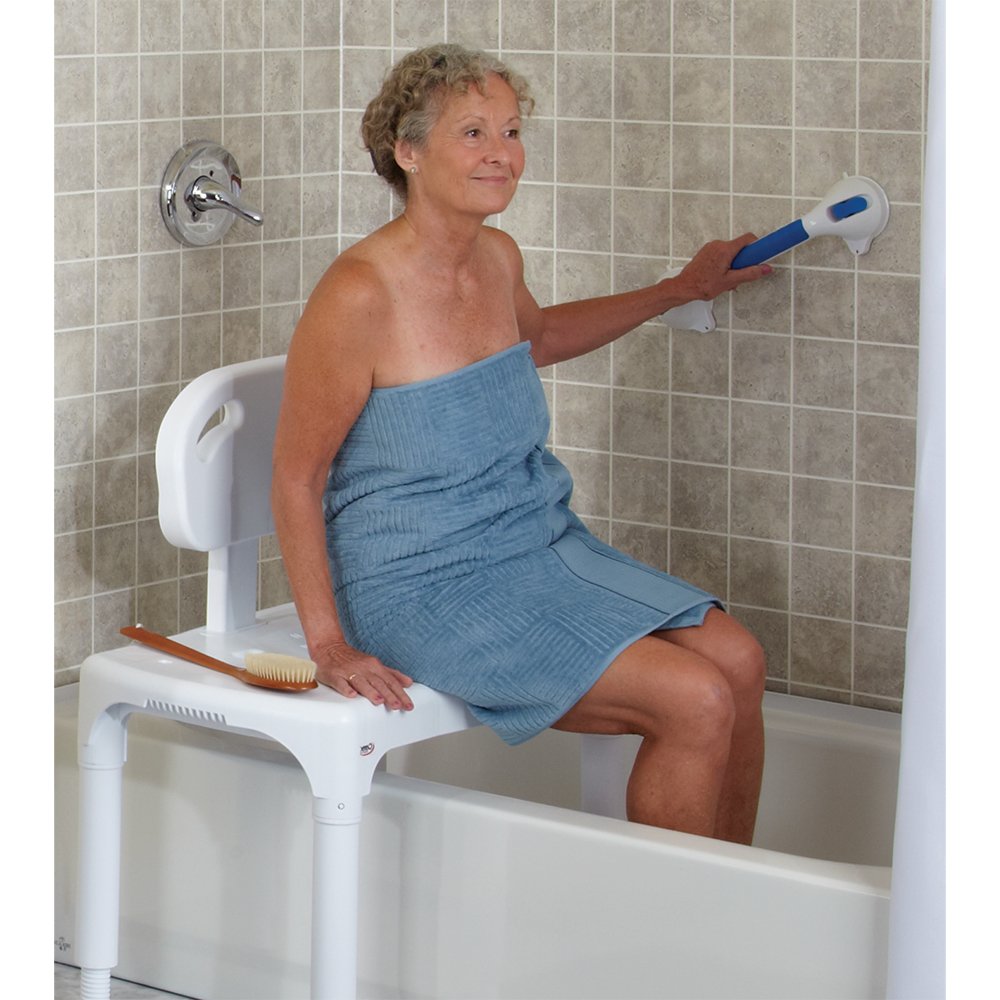 Bath Transfer Bench with Backrest and Adjustable Legs M348