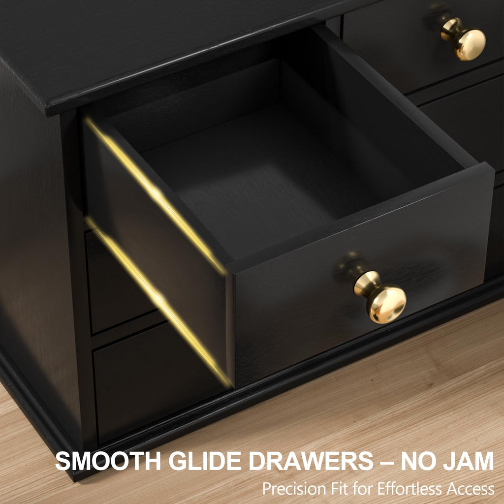 Oak Wooden Desk Organizer with Drawers A909