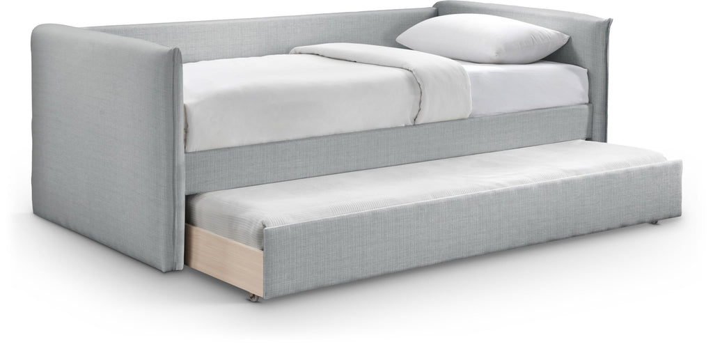 Light Grey Linen Textured Twin Daybed with Trundle Z525