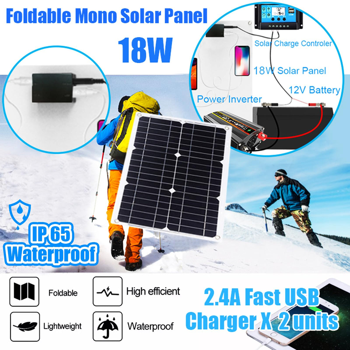 12V Off-Grid Solar Panel Kit with Inverter & Charge Controller D135517