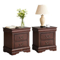 Cherry Wood Nightstand Set of 2 with 2 Drawers V694923