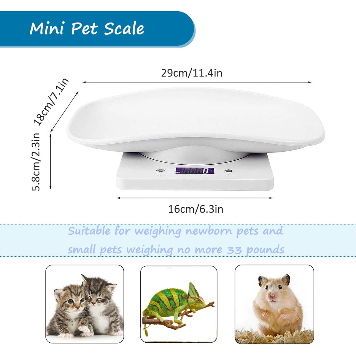 Newborn Kitten & Puppy Weight Scale White 12in x 8in O297