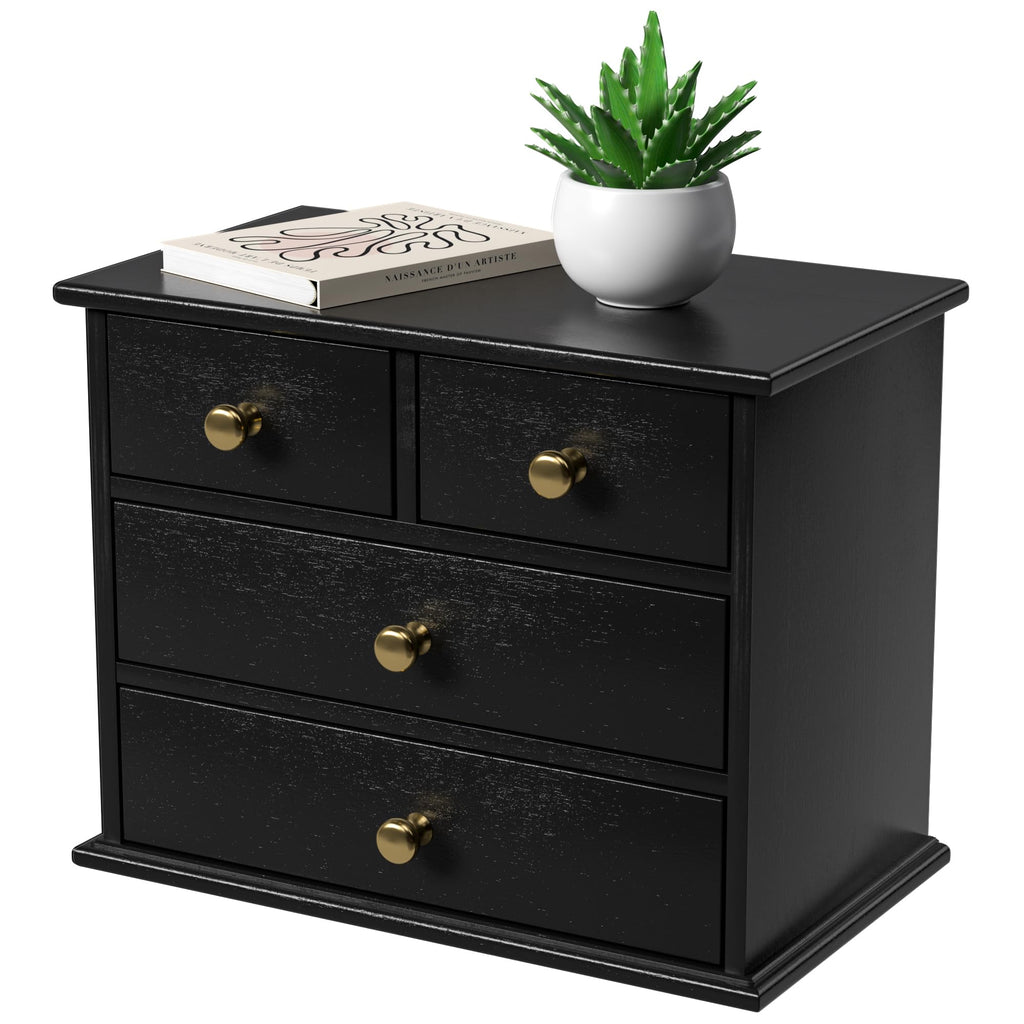 Oak Wooden Desk Organizer with Drawers A909