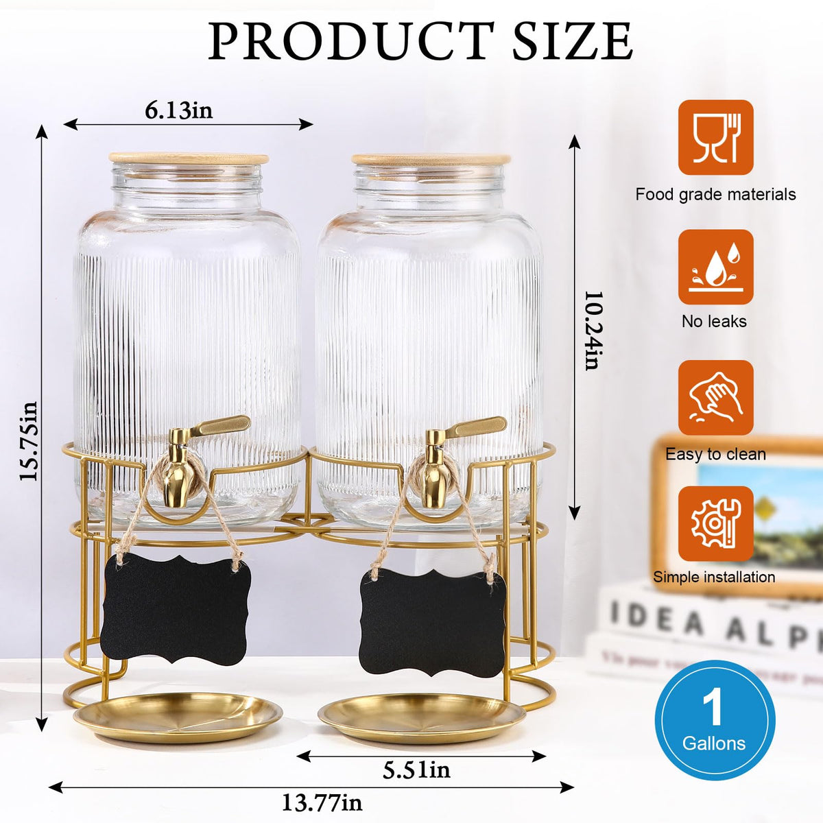 1 Gallon Stainless Steel Beverage Dispenser with Stand and Spigot K881