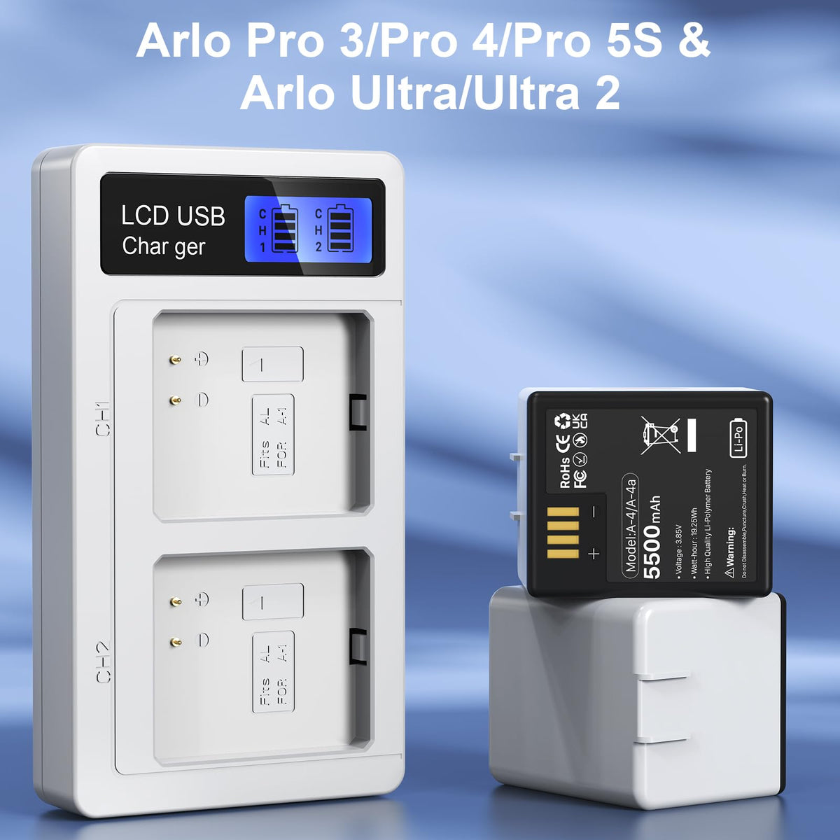 Charger Station for Arlo Pro 5S/4/3/Arlo Ultra/Ultra2 Battery P459332