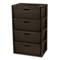 Brown 4 Drawer Plastic Storage Tower D644