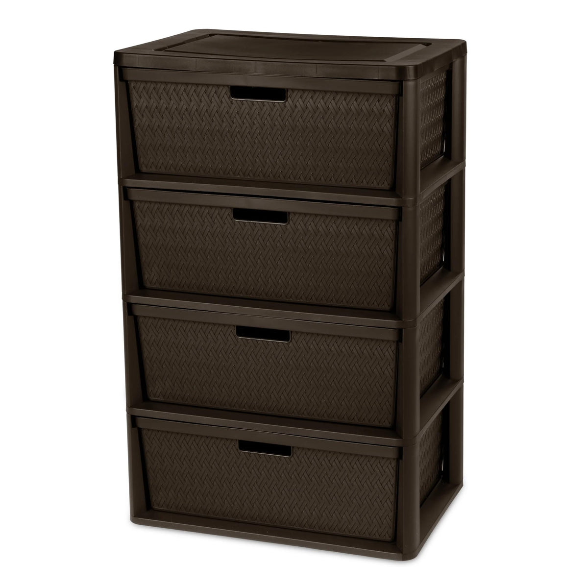 Brown 4 Drawer Plastic Storage Tower D644