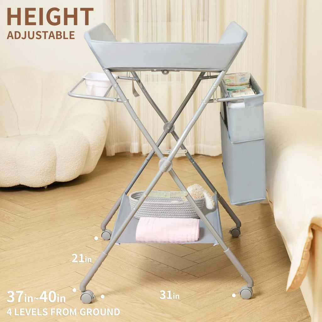 Foldable Baby Changing Table with Wheels I864903
