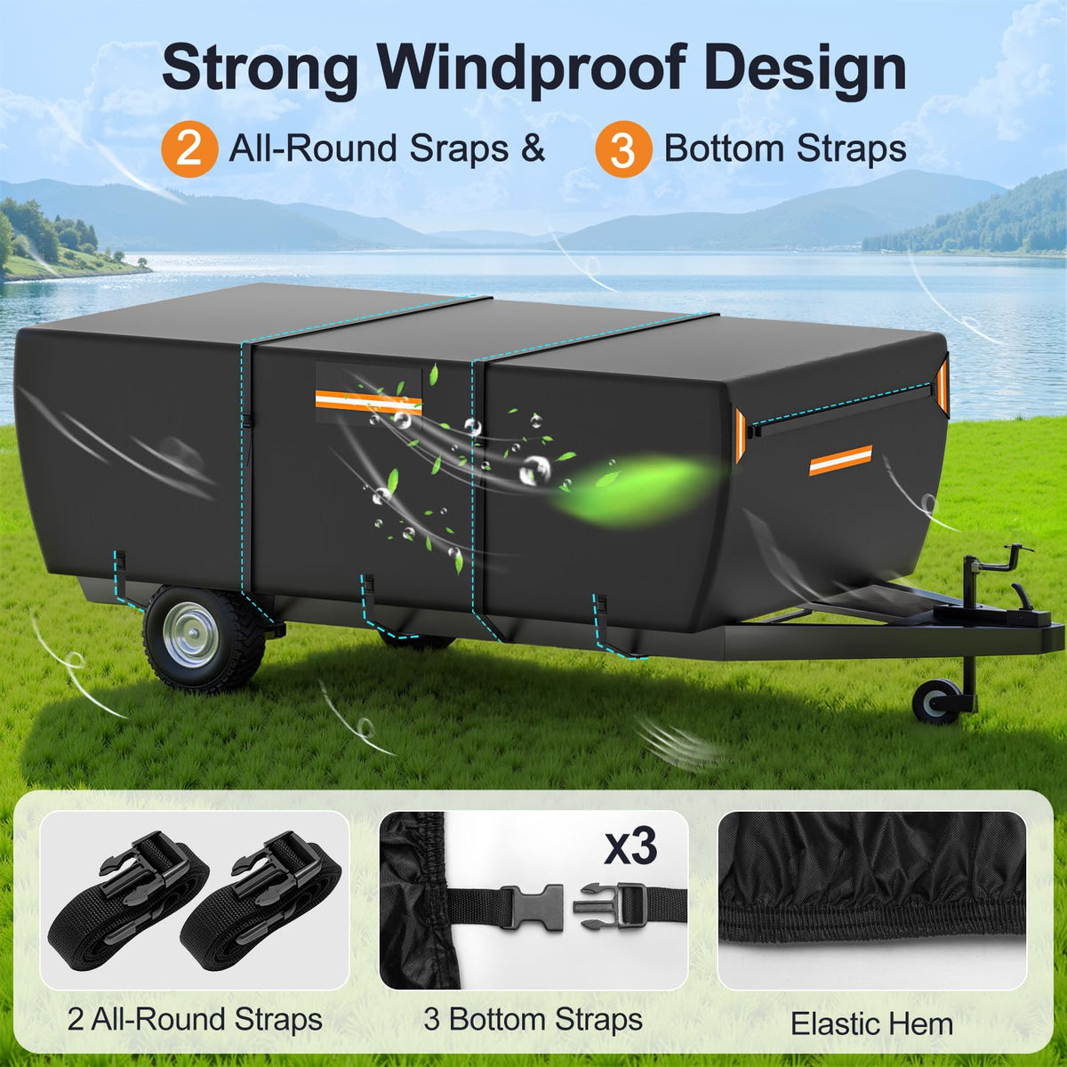 12-14 ft Pop Up Camper Cover 7 Layers Oxford Waterproof N4751