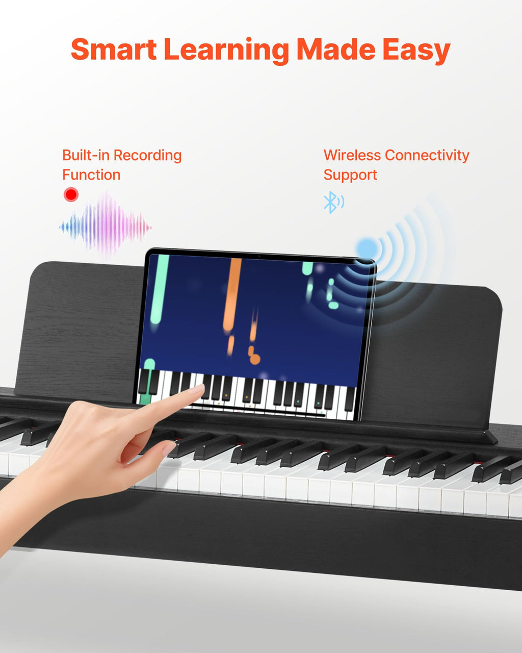88 Keys Weighted Digital Piano with Furniture Stand and Triple Pedal, Black I612798