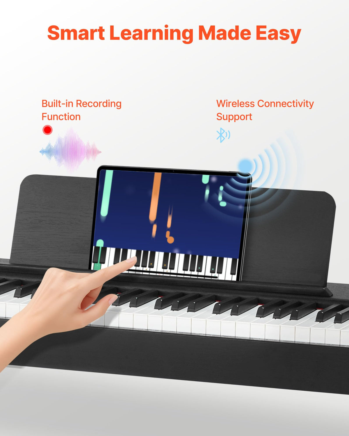 88 Keys Weighted Digital Piano with Furniture Stand and Triple Pedal, Black I612798