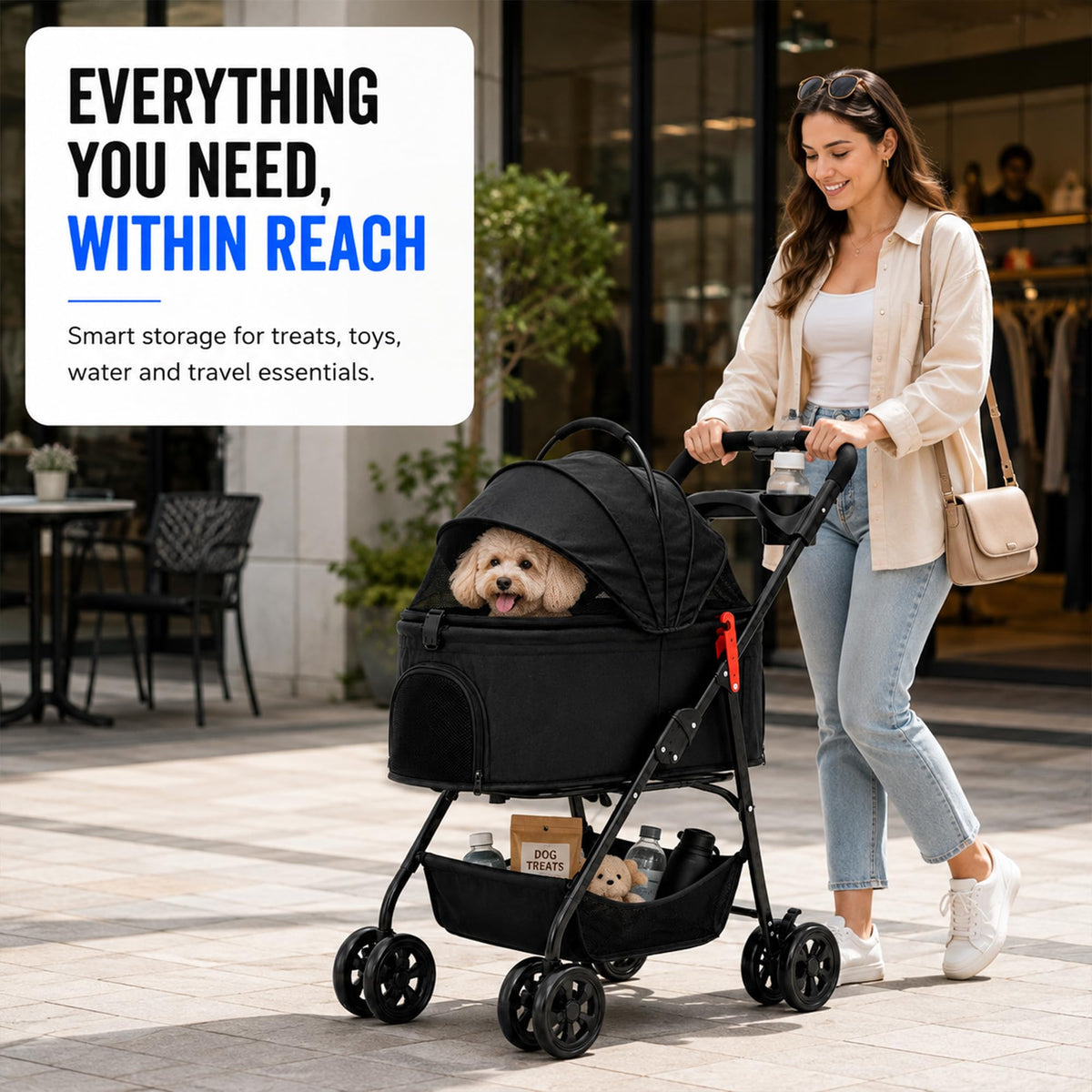 Foldable Pet Stroller with Cup Holder T392