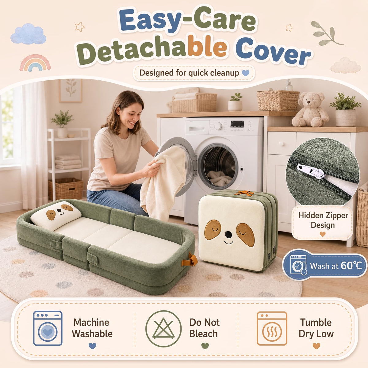 Foldable Portable Toddler Travel Bed with Pillow L5009