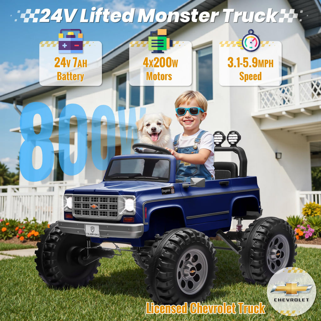 24V Blue 4WD Ride on Monster Truck Car F357