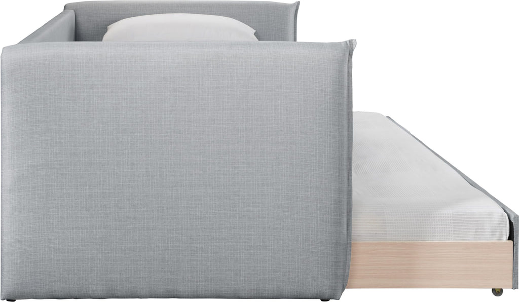 Light Grey Linen Textured Twin Daybed with Trundle Z525