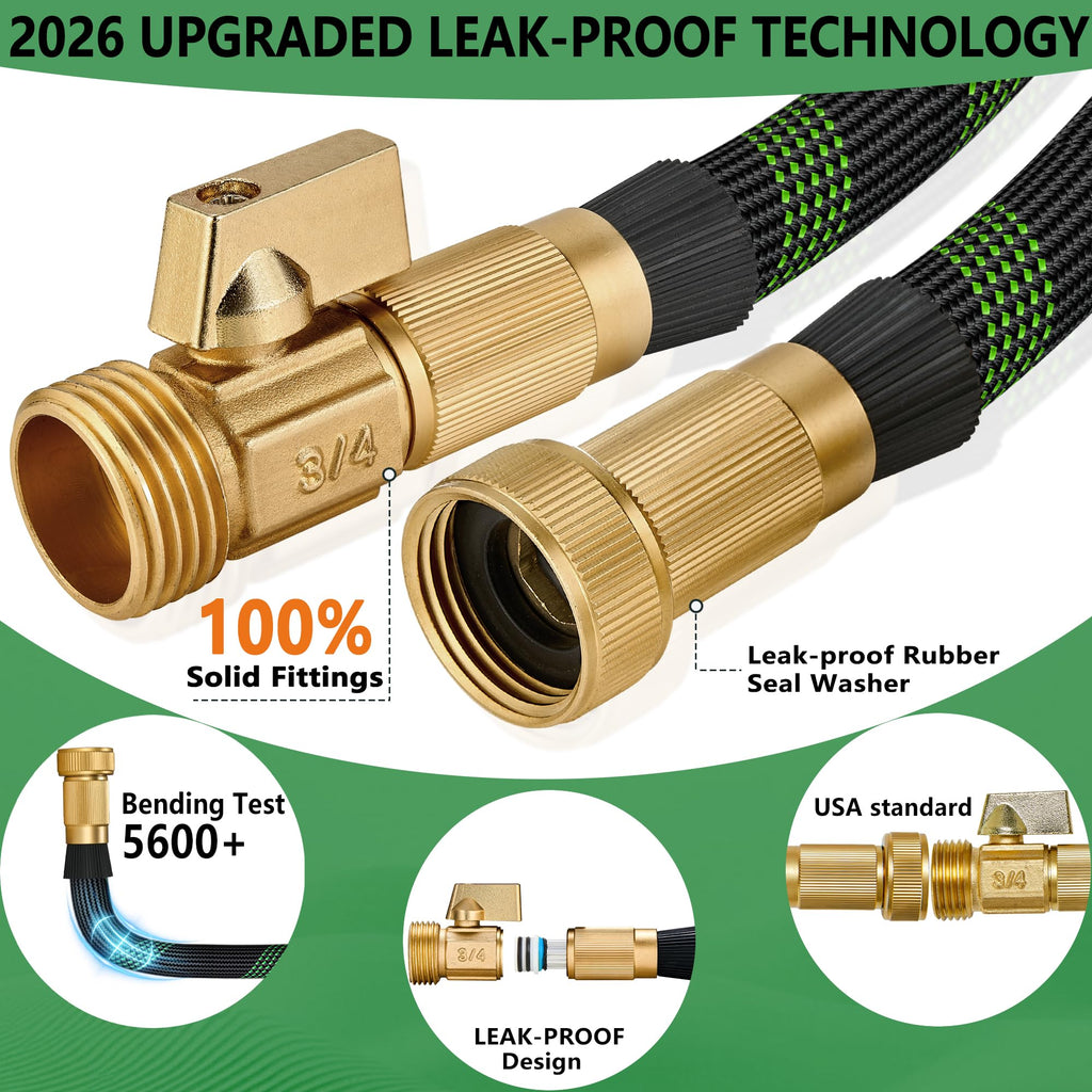 100 ft Lightweight Flexible Garden Hose with 10-Function Nozzle I482