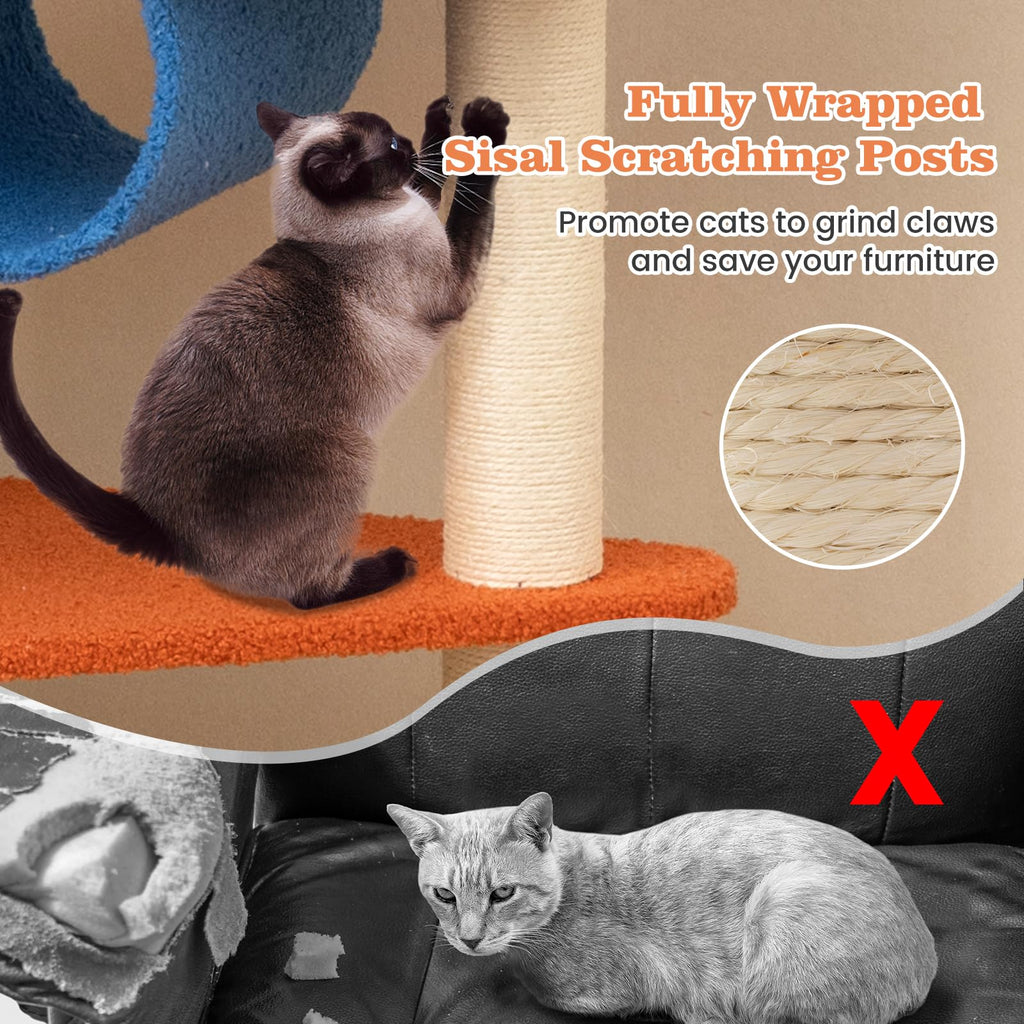 70 inch Multi-Level Cat Tree Tower with Scratching Posts K829