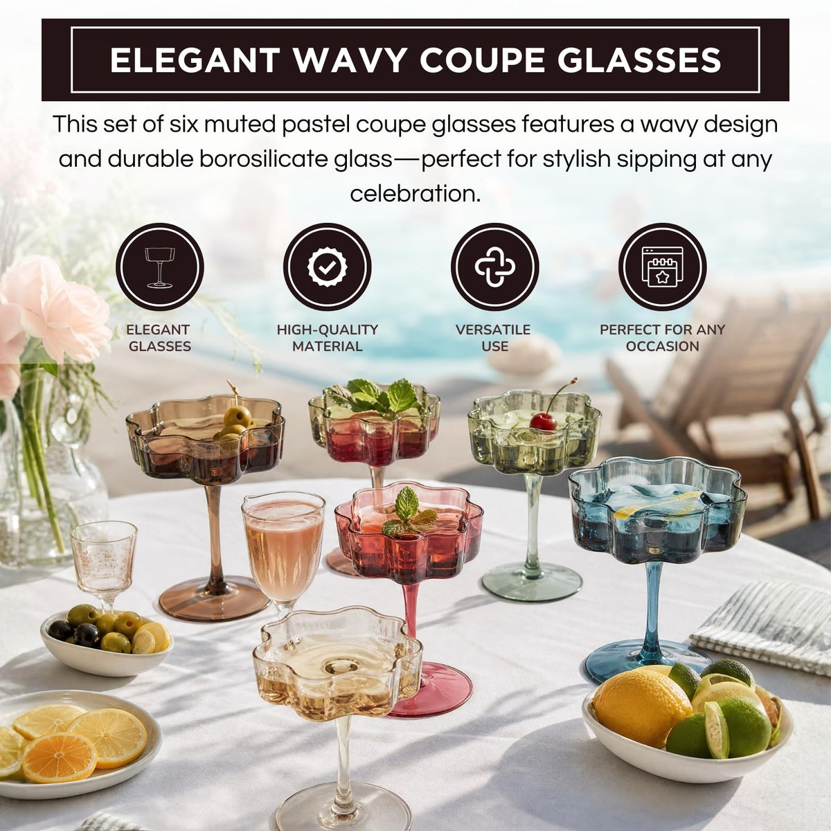 Scalloped Glass Coupes 7oz 6 Set F4543