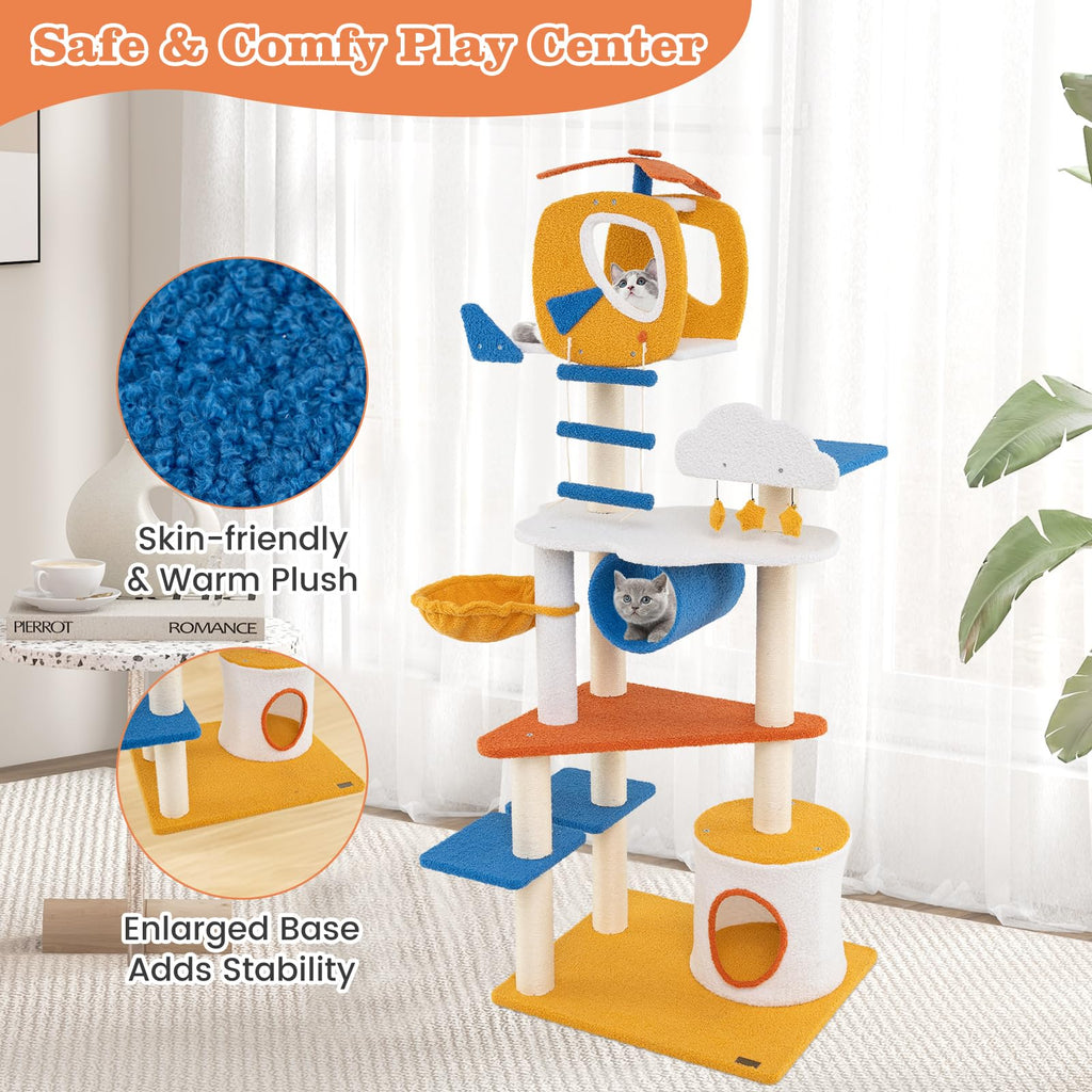 70 inch Multi-Level Cat Tree Tower with Scratching Posts K829