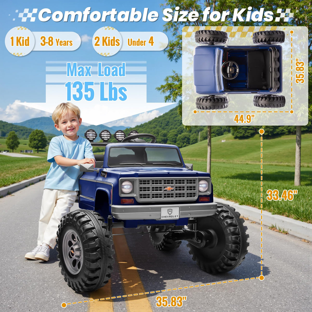 24V Blue 4WD Ride on Monster Truck Car F357