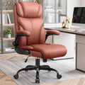 Brown High Back Office Chair with Flip-up Armrests E821