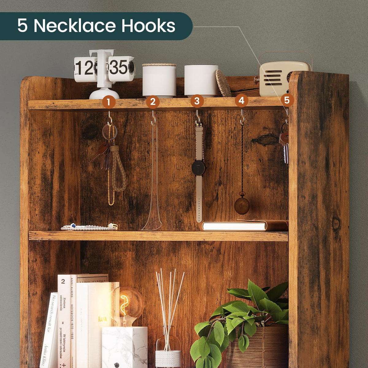 Tall Nightstand with Charging Station and LED Lights, 3 Drawers, Bookshelf R831949