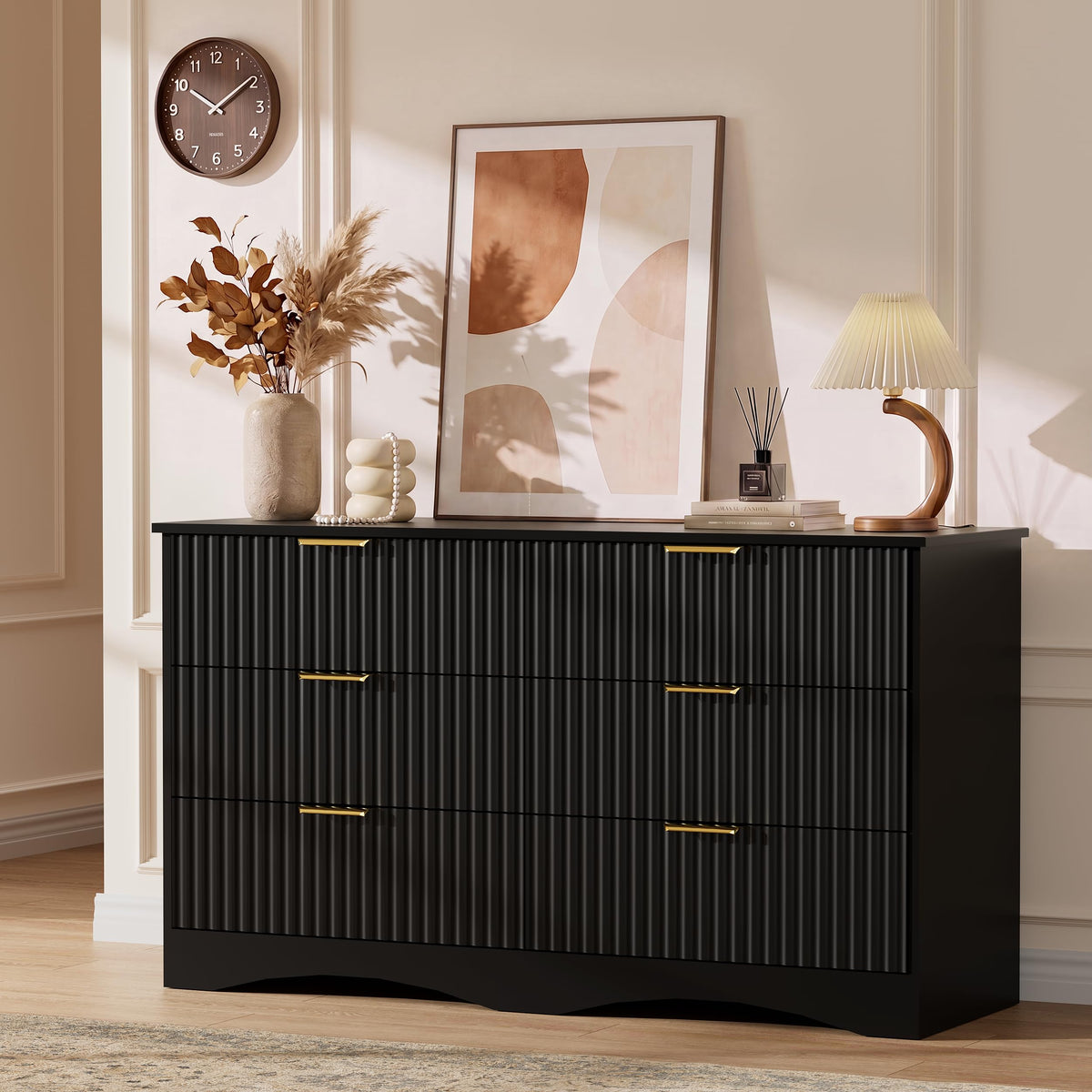 6 Drawer Fluted Wood Dresser I58084