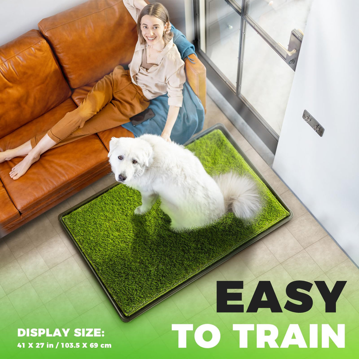 Large Artificial Turf Dog Grass Pad with Tray L393946