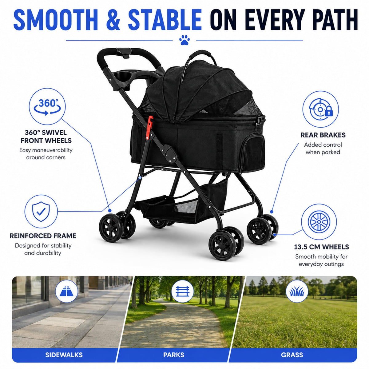 Foldable Pet Stroller with Cup Holder T392
