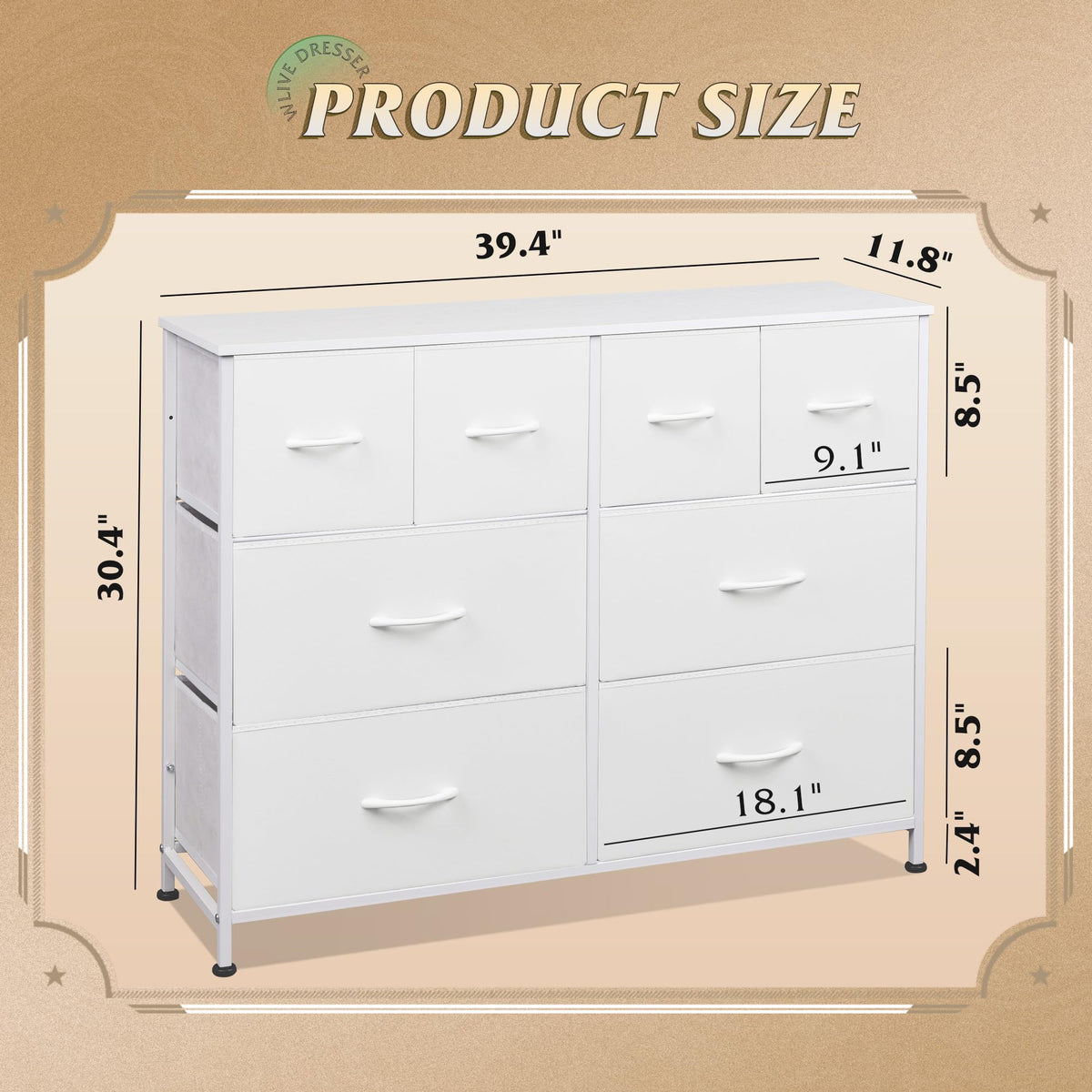 White 8 Drawer Dresser H493895