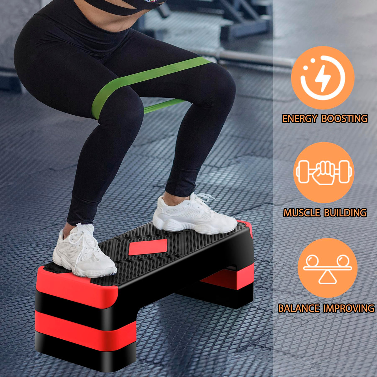 27'' Adjustable Non-Slip Aerobics Stepper with 4 Risers M457961