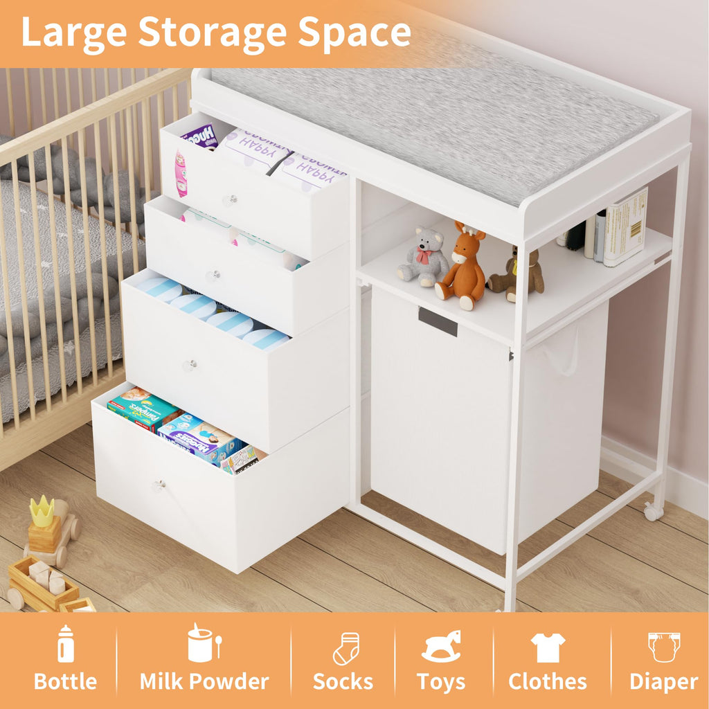 32.6" Baby Changing Station with 4 Wheels H4015