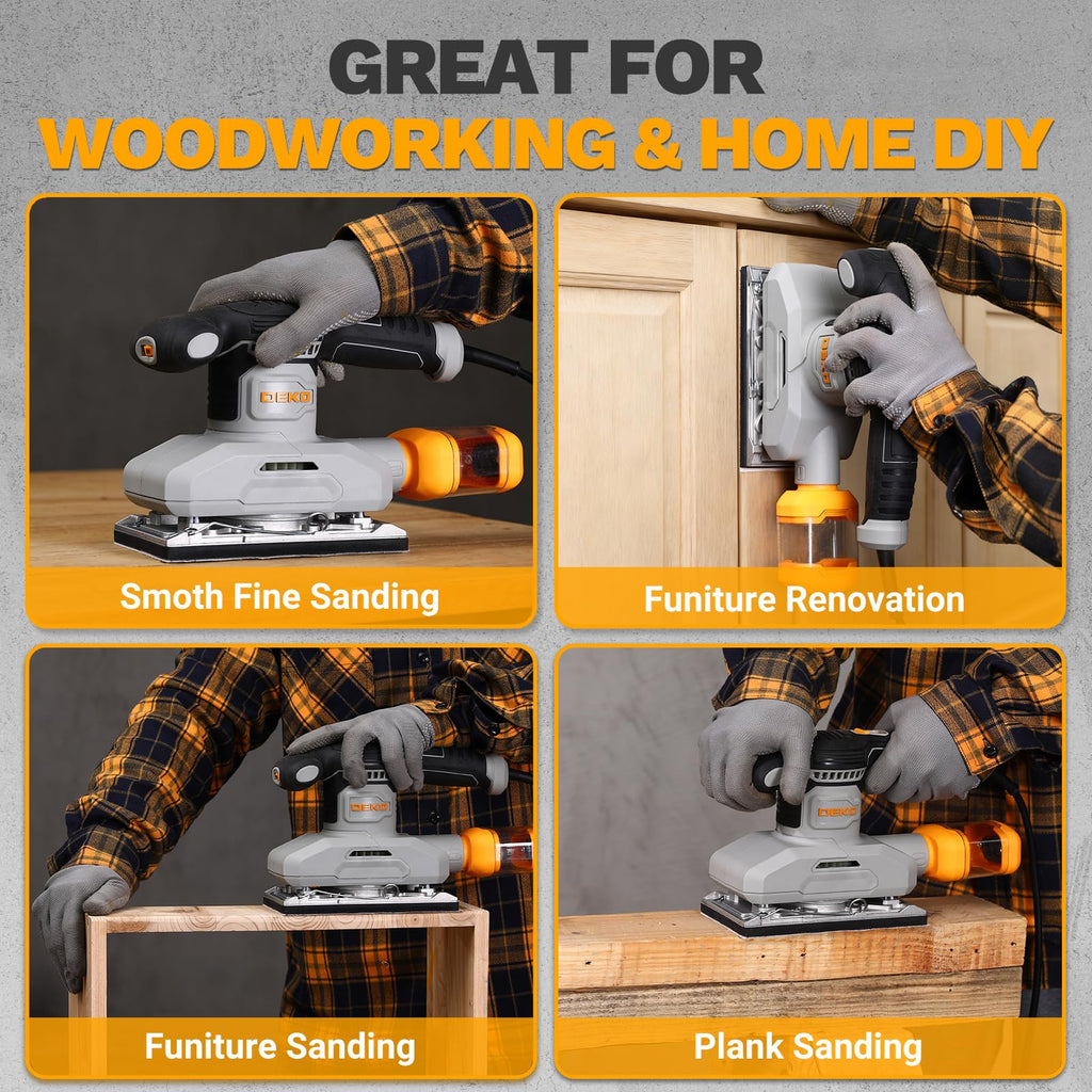 1/3 Sheet Palm Sander with 15 pcs Sandpaper and Dust Box C337108