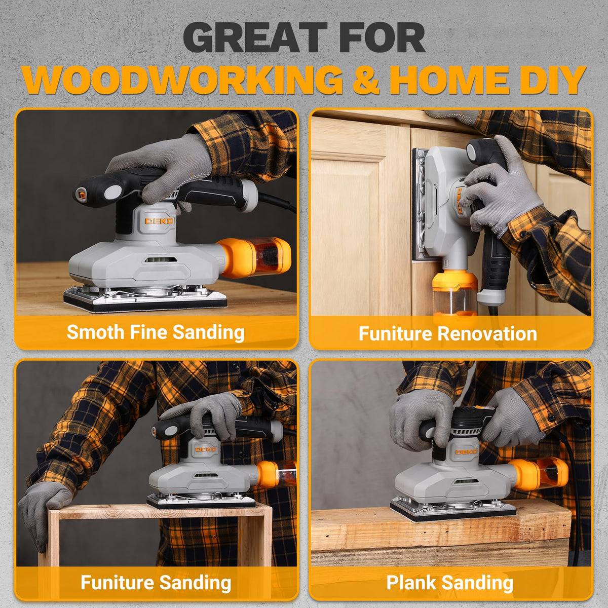 1/3 Sheet Palm Sander with 15 pcs Sandpaper and Dust Box C337108