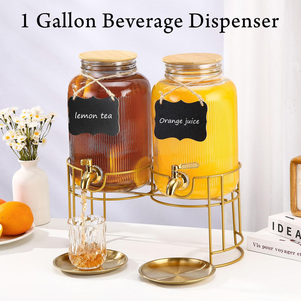 1 Gallon Stainless Steel Beverage Dispenser with Stand and Spigot K881