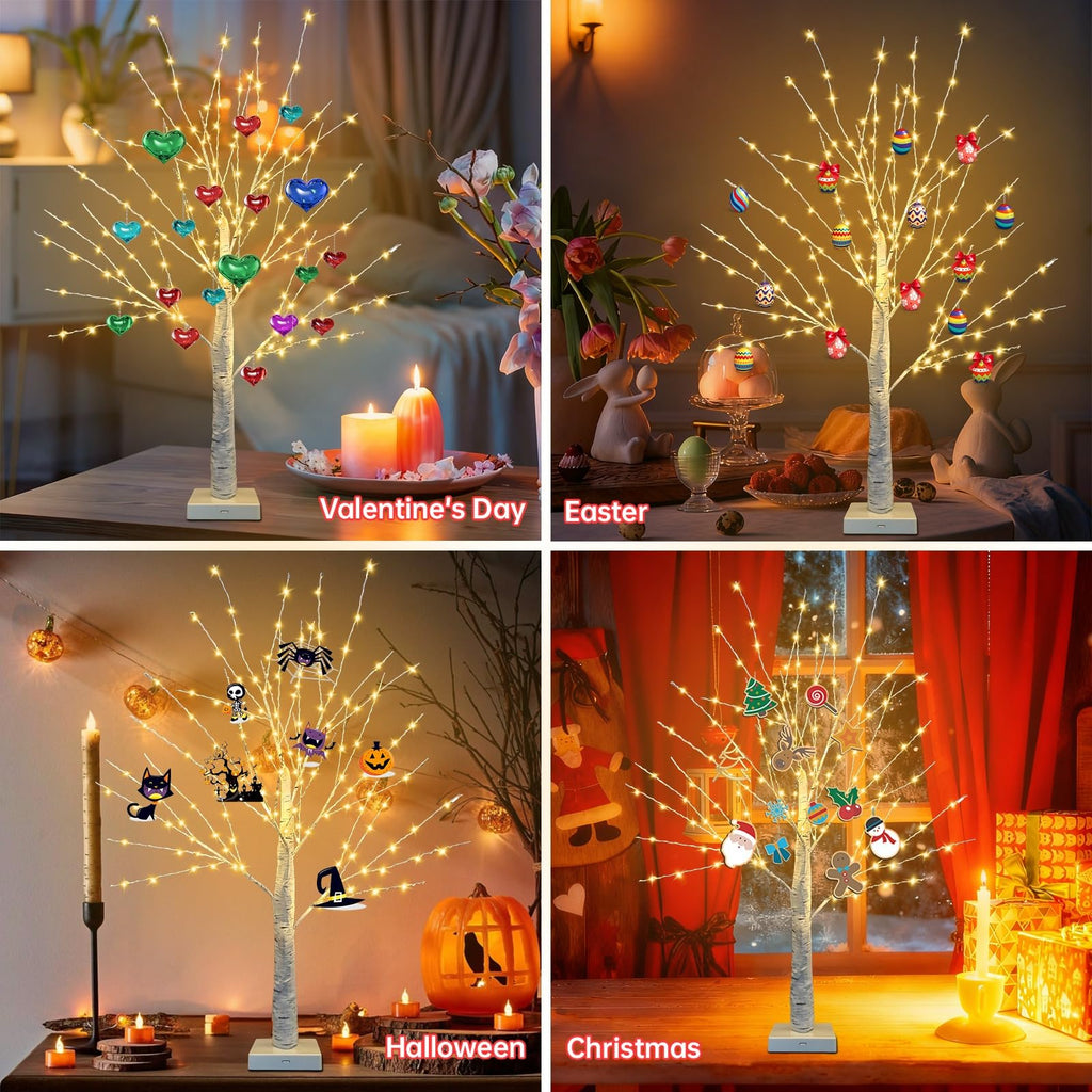 24 Inch LED Birch Tree 2 Pack V1710