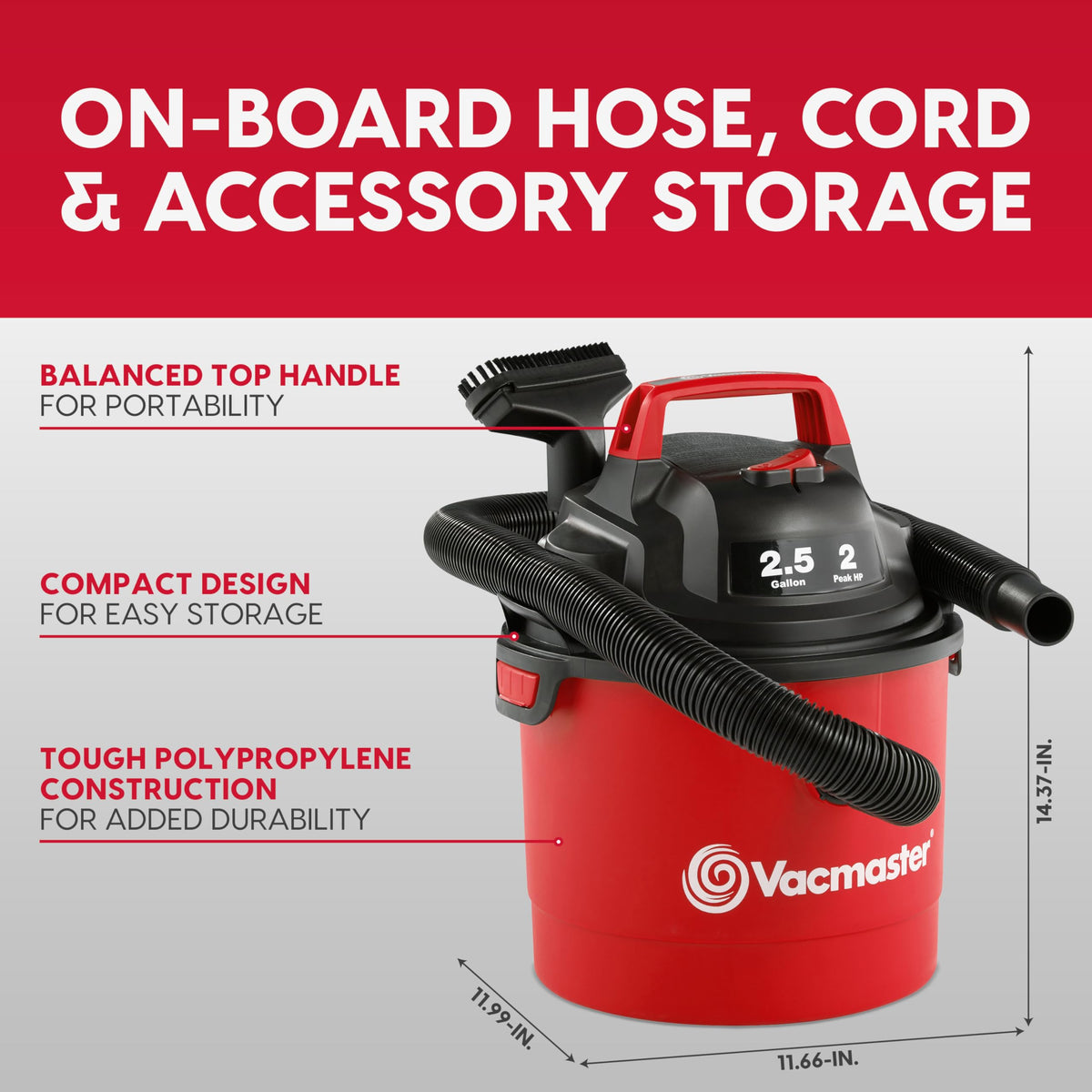 2.5-Gal Wall Mount Wet/Dry Vacuum U201