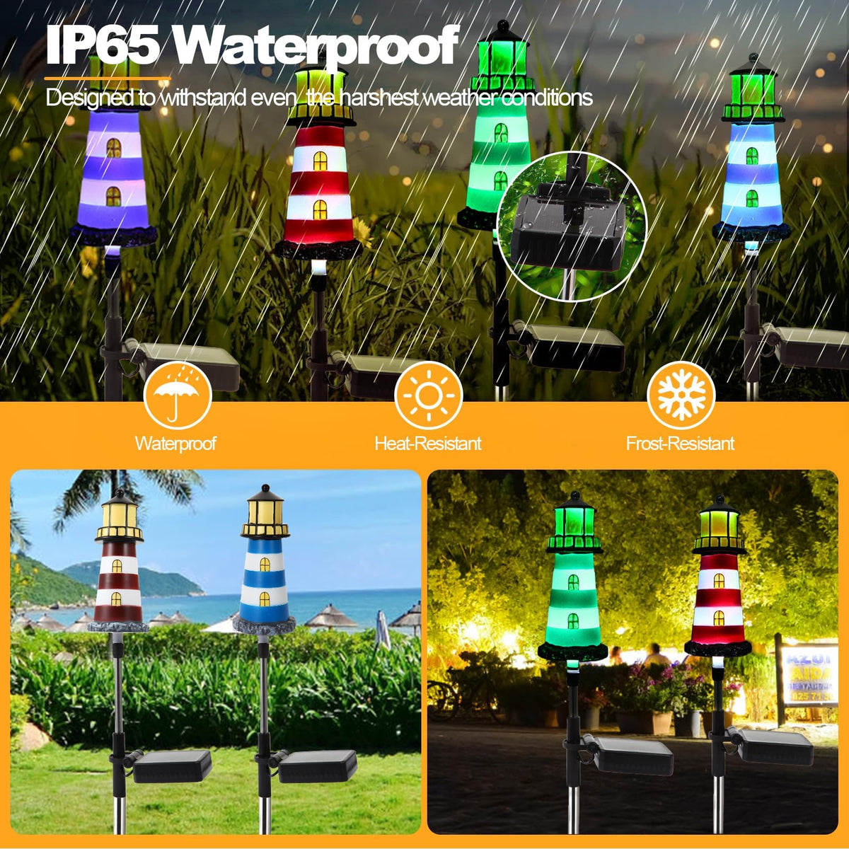 2 Pack IP65 Waterproof Solar Stake Lights G2192