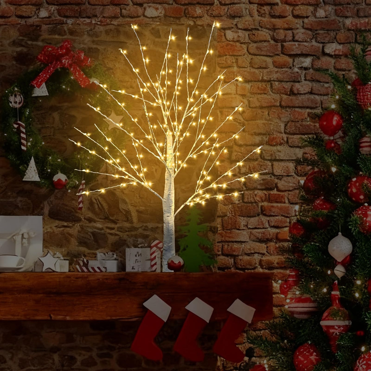 24 Inch LED Birch Tree 2 Pack V1710