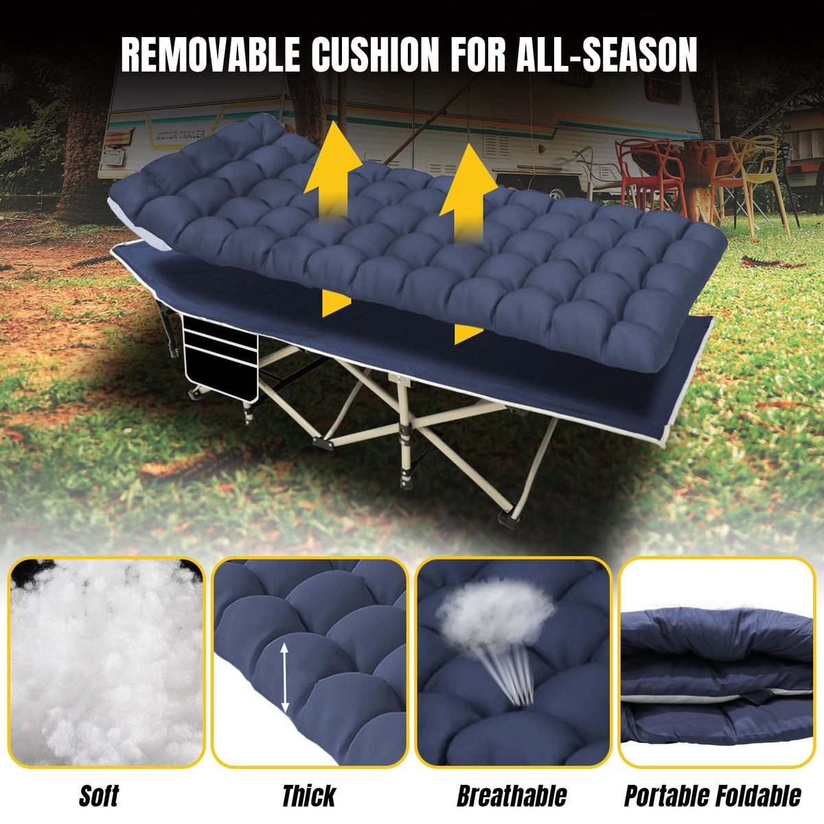Folding Camping Cot with Mattress and Carry Bag C10218
